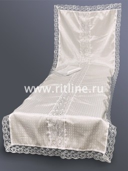 Комплект (атлас-жаккард "Крестик", кружево белое с серебром) FITTONE Комплект (атлас-жаккард "Крестик", кружево белое с серебром) FITTONE